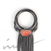Žiedo formos ing-ring kaklo papuošalas raudona/marmurinė